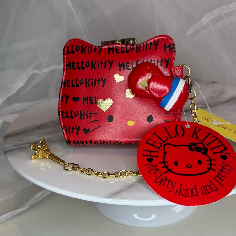 ❤️🤍💙 Hello Kitty Kiss Lock Coin Purse Eiffel Tower 2024 Summer Olympics Souvenir - Picture 10 of 10